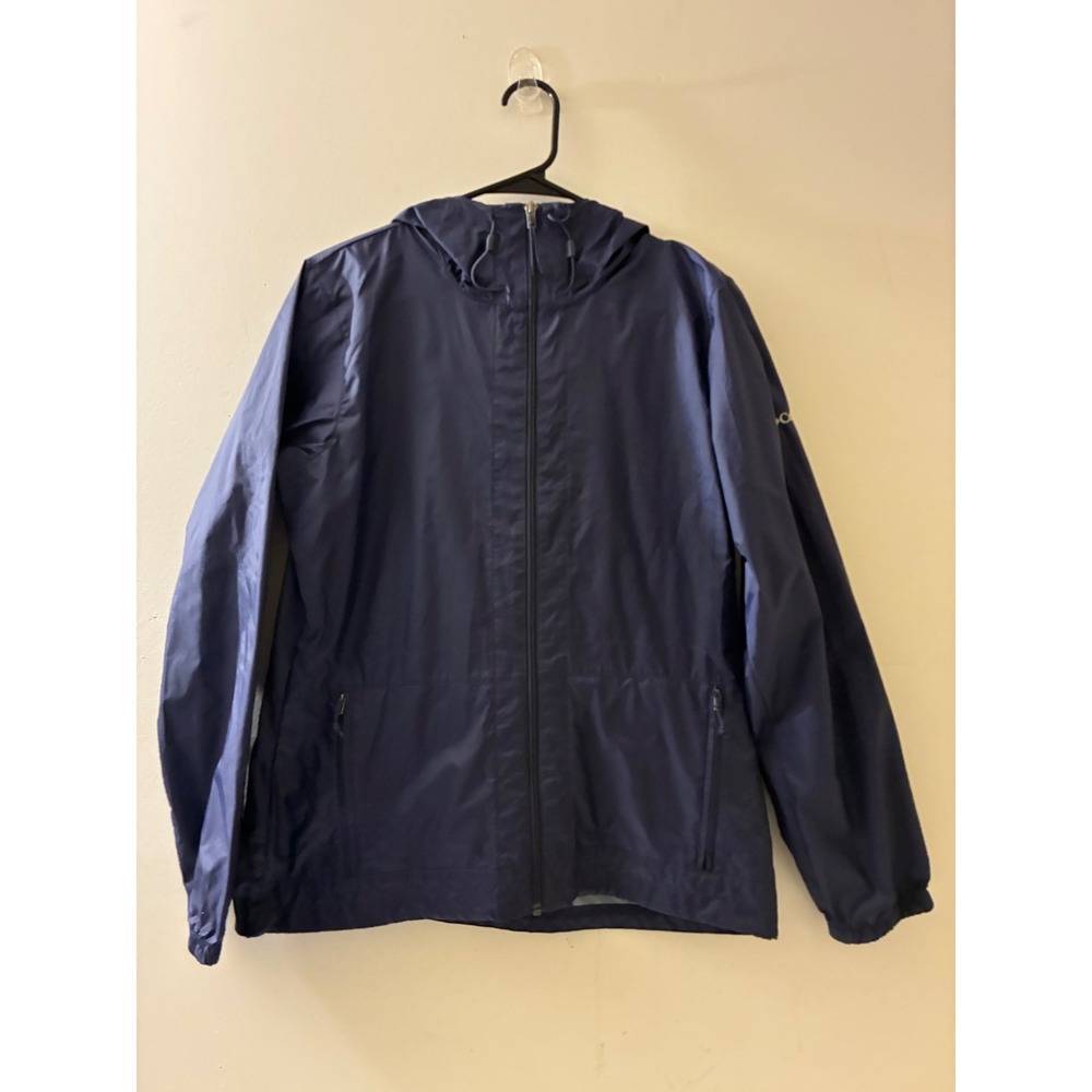 Columbia Sportswear Medium Navy Blue Hooded Raincoat Windbreaker Jacket RN69724